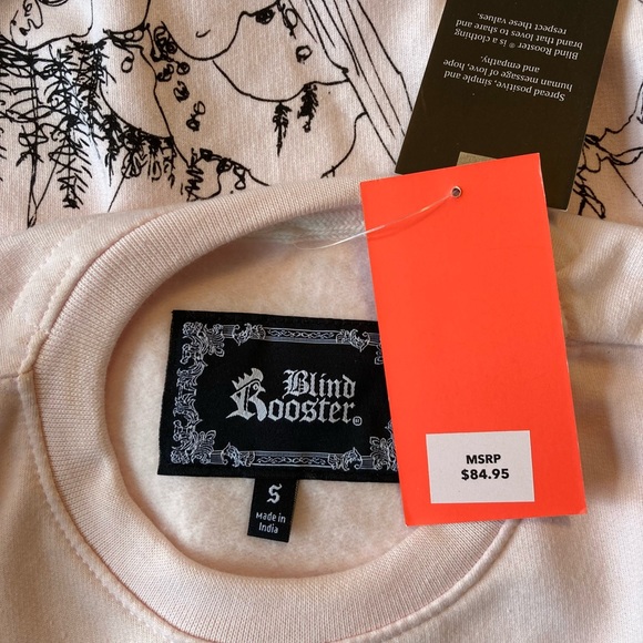 ☘️NWT! Blind Rooster Pink Unisex Asian Design Sweater/Sweatshirt - Picture 4 of 5